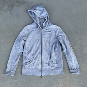 Nike Women Size M Grey Zip Up Hoodie Athletic Casual Comfort